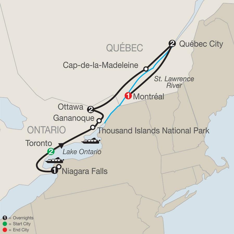 Harta din Quebec, canada, cu orașe