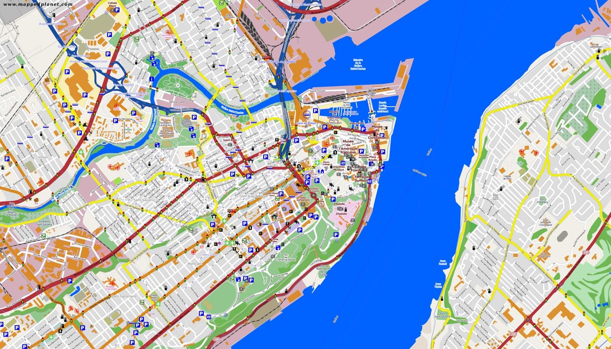 Harta Quebec City și zona înconjurătoare