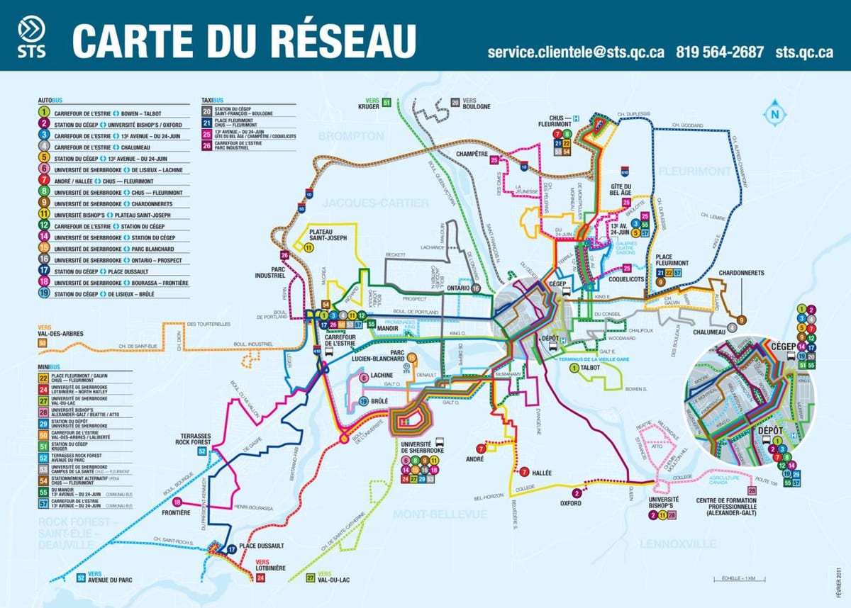 Harta Quebec autobuz