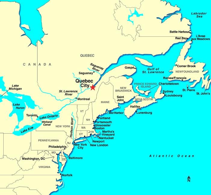 Quebec City arată hartă din canada
