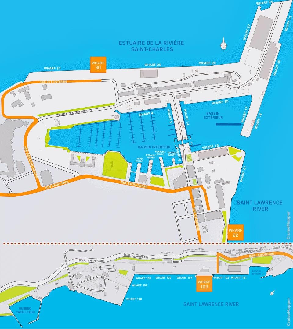 Harta Quebec City cruise terminal