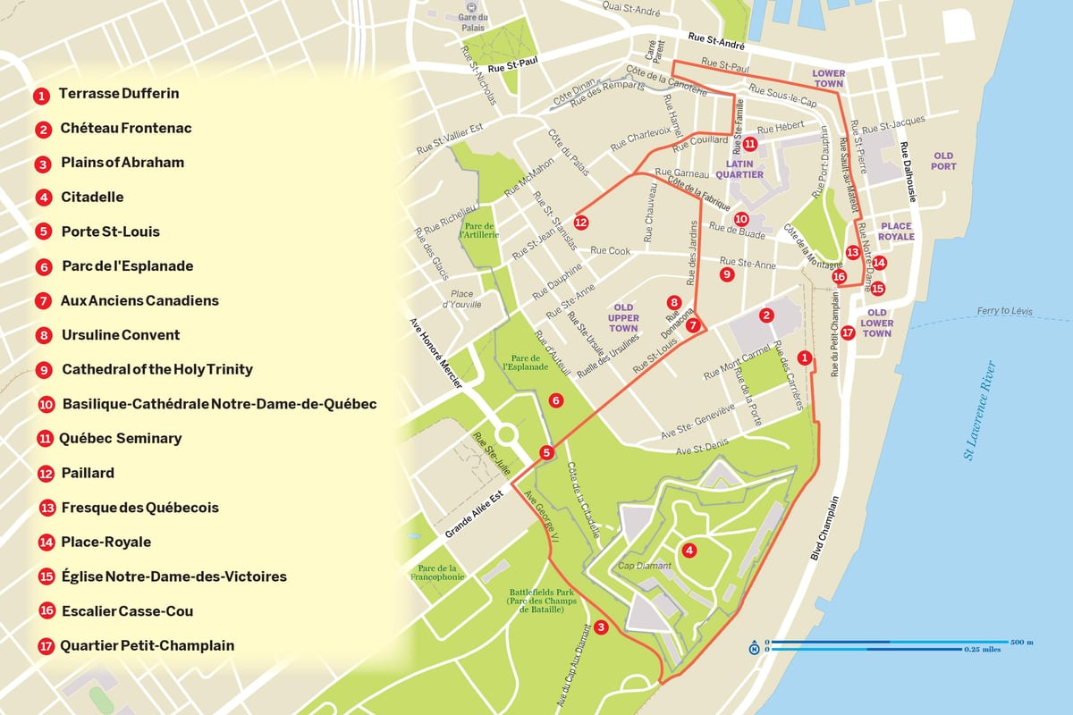 Harta Quebec City hop-on hop off