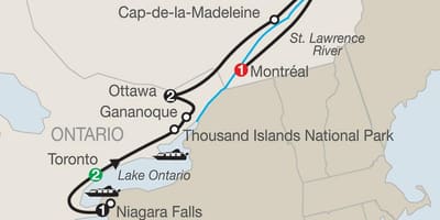 Harta din Quebec, canada, cu orașe
