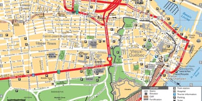 Quebec City atracții turistice hartă